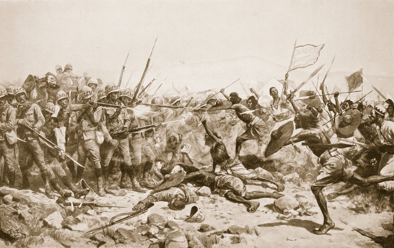 1885年1月17日のアブクレアの戦い、「ハチソンの歴史」のイラスト、1910年頃 作： ウィリアムバーンズウール