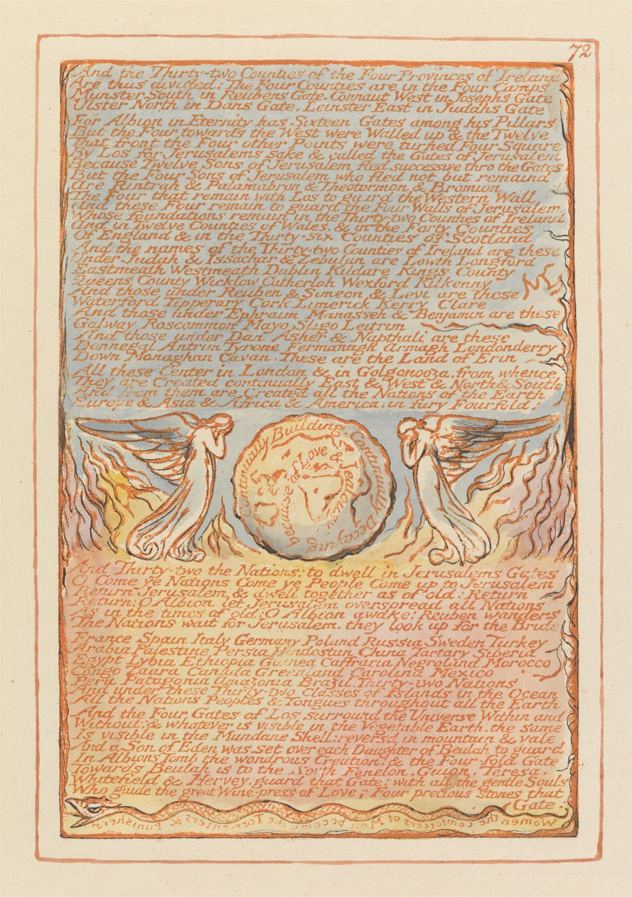"Und die zweiunddreißig Grafschaften der vier Provinzen Irlands..." (Tafel 72) 作： ウィリアム・ブレイク