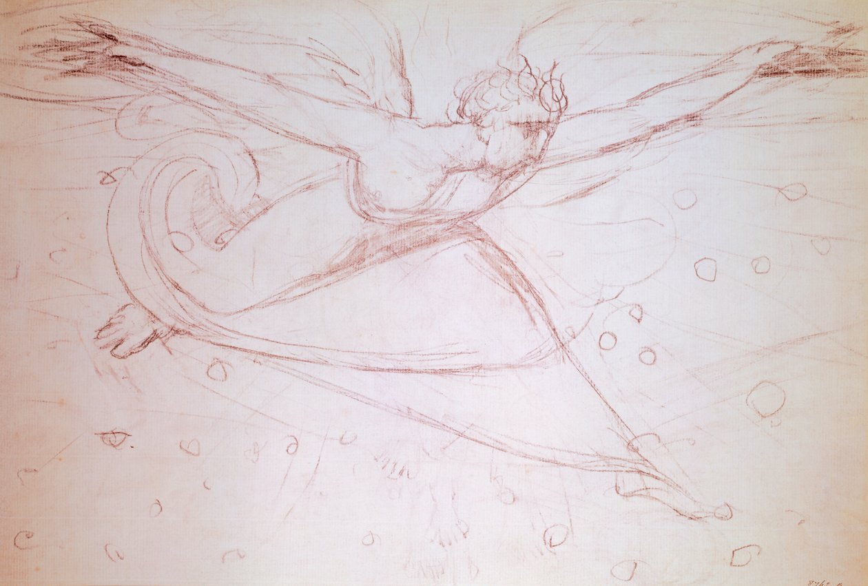 ウィリアム・ブレイク（1757-1827）が描いた「歩く天使 作： ウィリアム・ブレイク