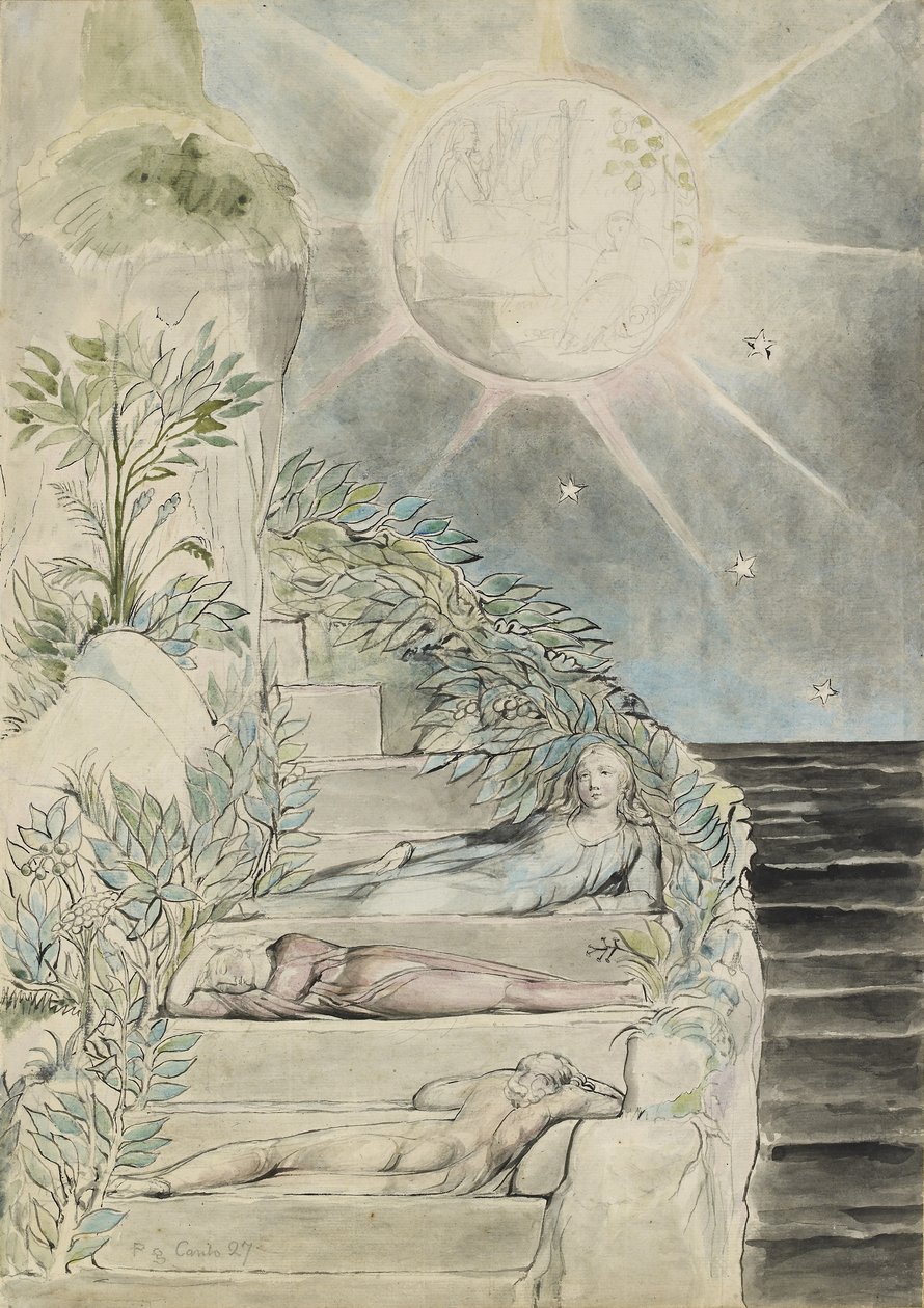Dante and Statius Sleeping、Virgil Watching 作： ウィリアム・ブレイク