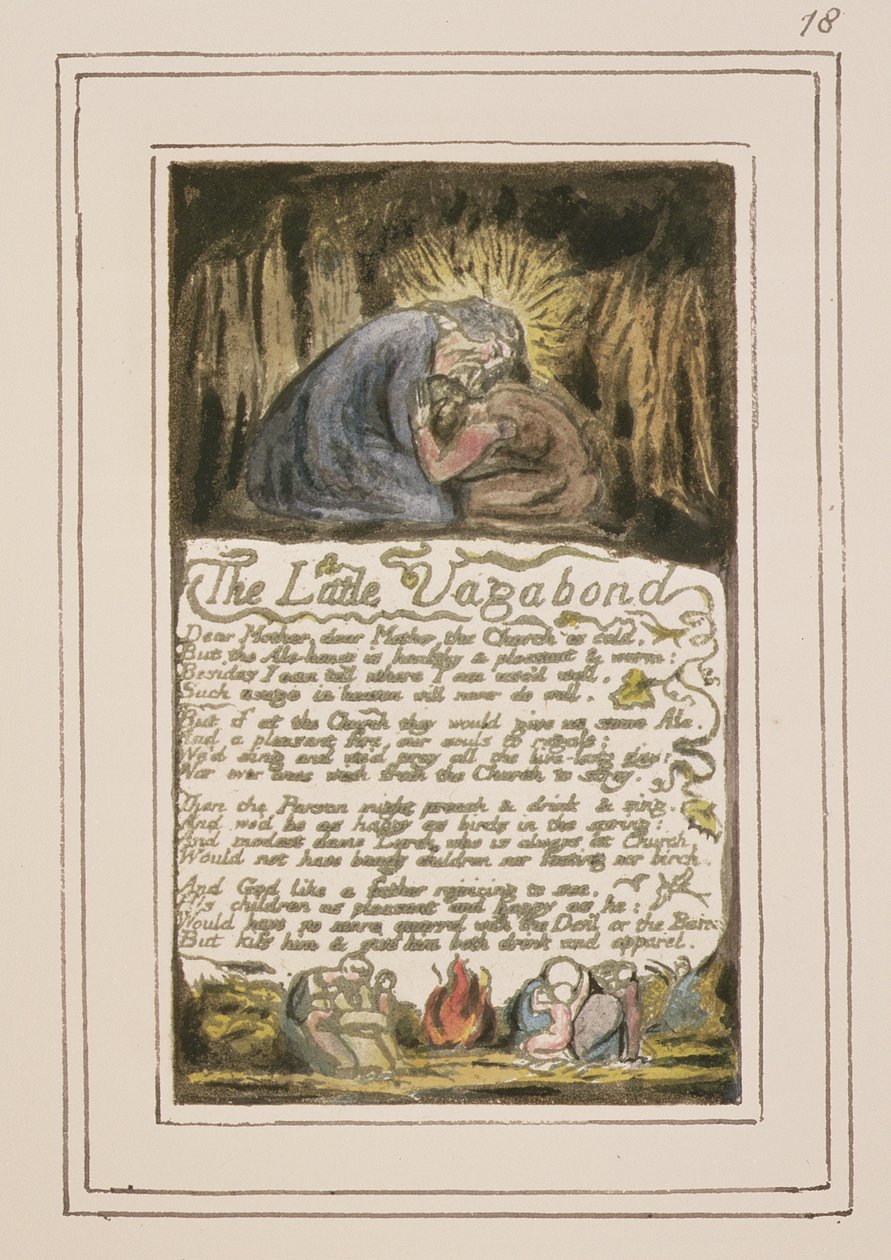 P.124-1950.pt46 The Little Vagabond：Songs of Innocence and of Experience（copy R）c.1802-08（etching、ink and wc） 作： ウィリアム・ブレイク