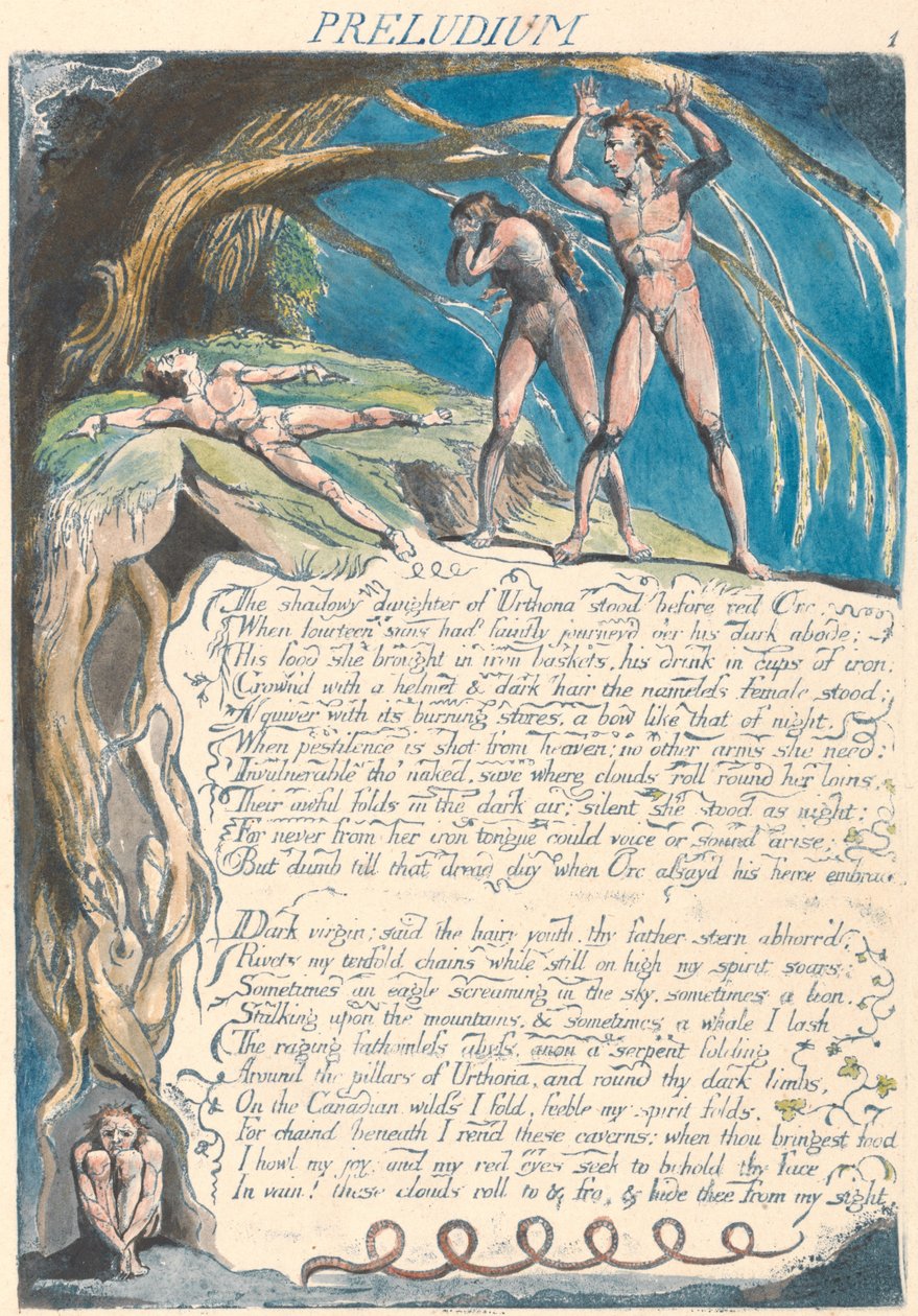 Präludium. "Die schattenhafte Tochter von Urthona stand vor dem roten Orc..." (Platte 3) 作： ウィリアム・ブレイク