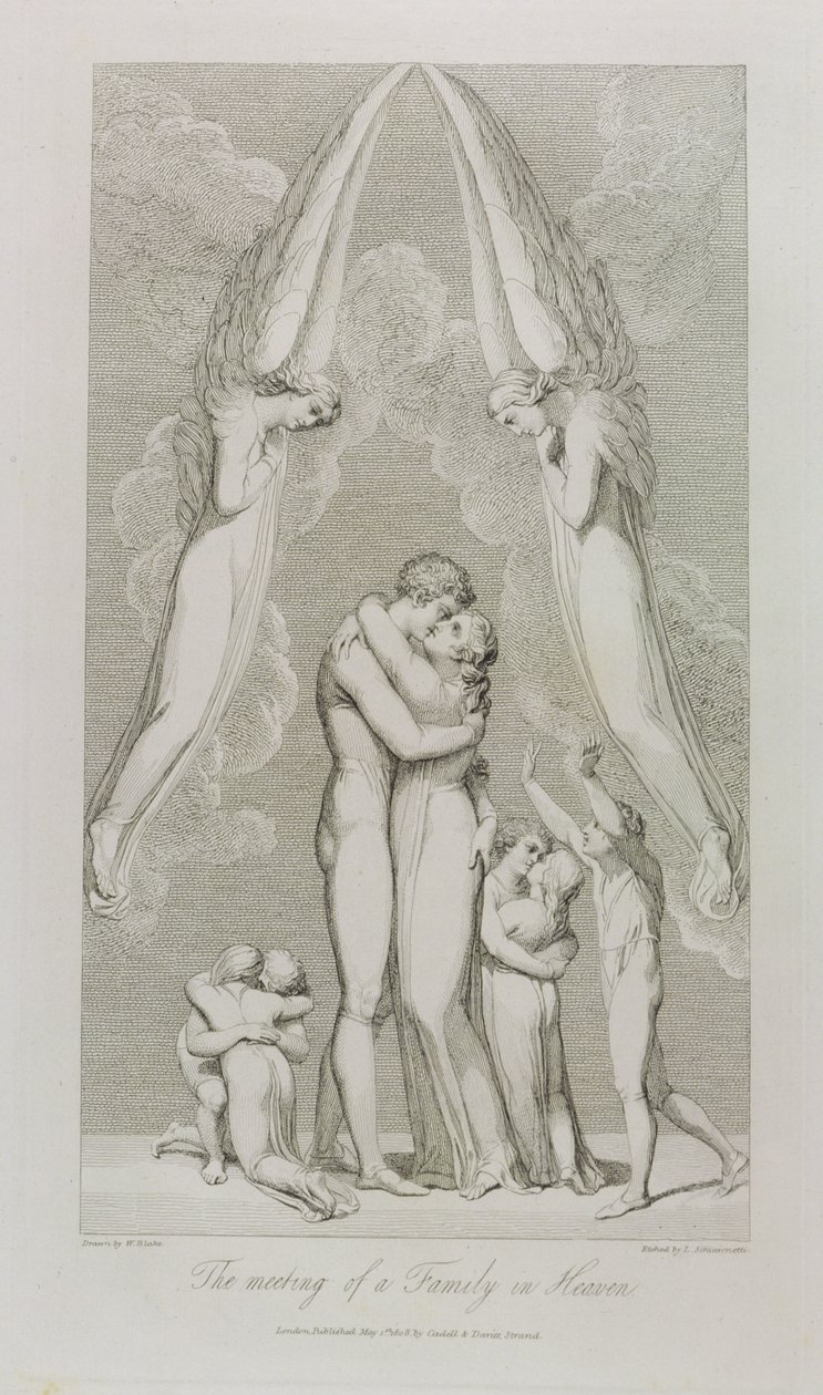 天国の家族の出会い、pl.4、ウィリアムブレイクによる「The Grave、A Poem」からの挿絵（1757-1827）、Luigi Schiavonetti（1765-1810）、1808 作： ウィリアム・ブレイク