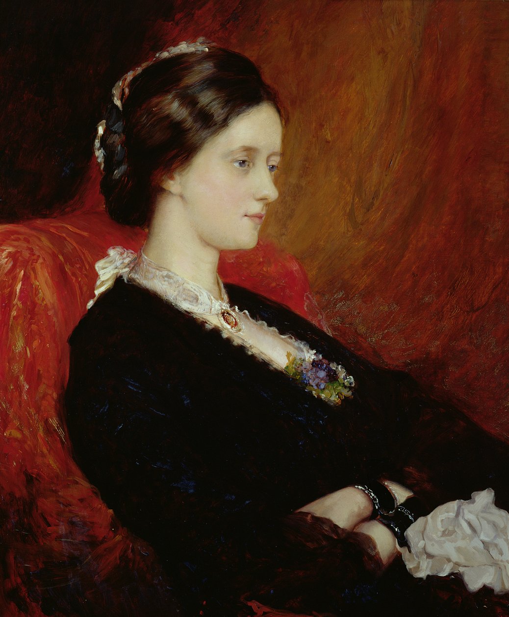 本の肖像。エミリー・メネル夫人-イングラム（1840-1904）1884（キャンバスに油彩） 作： ウィリアム・ブレイク・リッチモンド