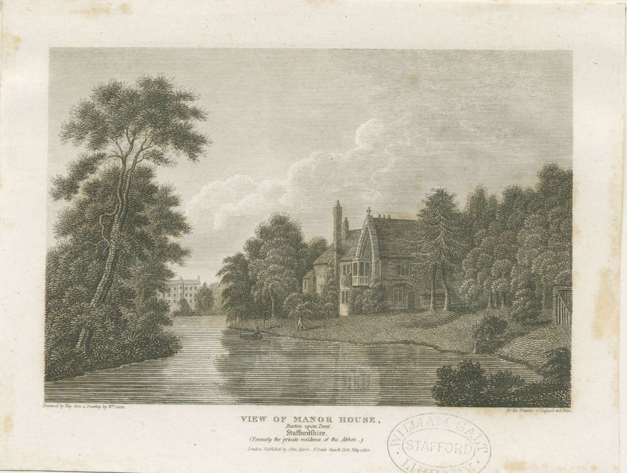 Burton-upon-Trent - Manor House: engraving, nd [c 1812] (print) 作： ウィリアム・カーター
