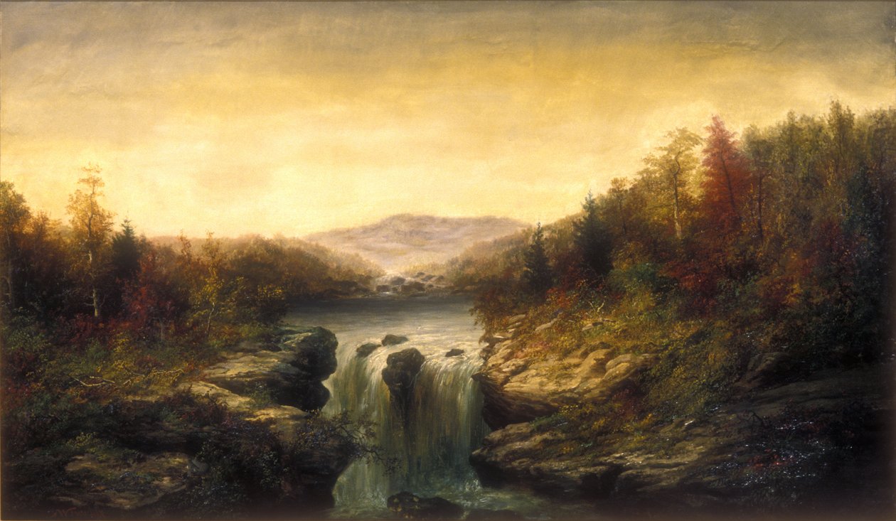 滝のある風景、1860〜1870年頃（キャンバスに油彩） 作： ウィリアム・チャールズ・アンソニー・フレリックス