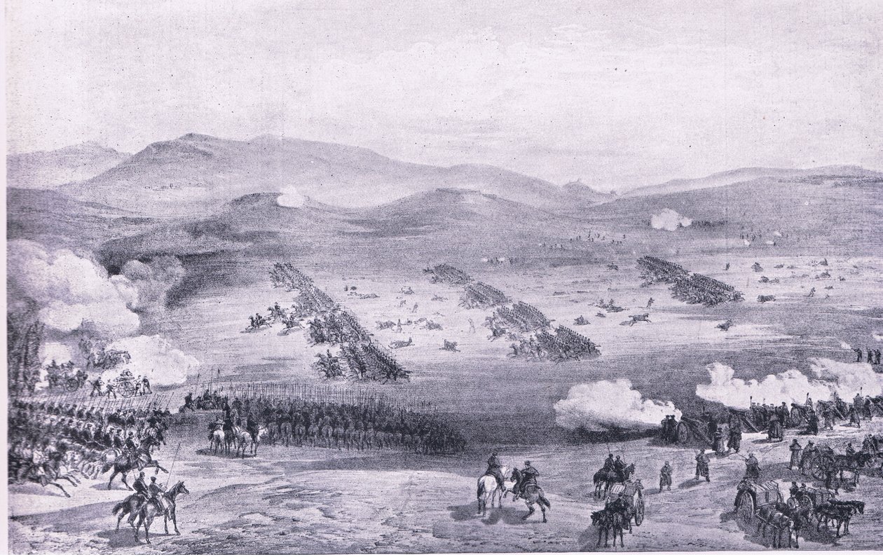 バラクラバ、1854年10月25日：光の旅団の担当、陸と海でのイギリスの戦いのイラスト、1915 作： ウィリアムクリミアシンプソン
