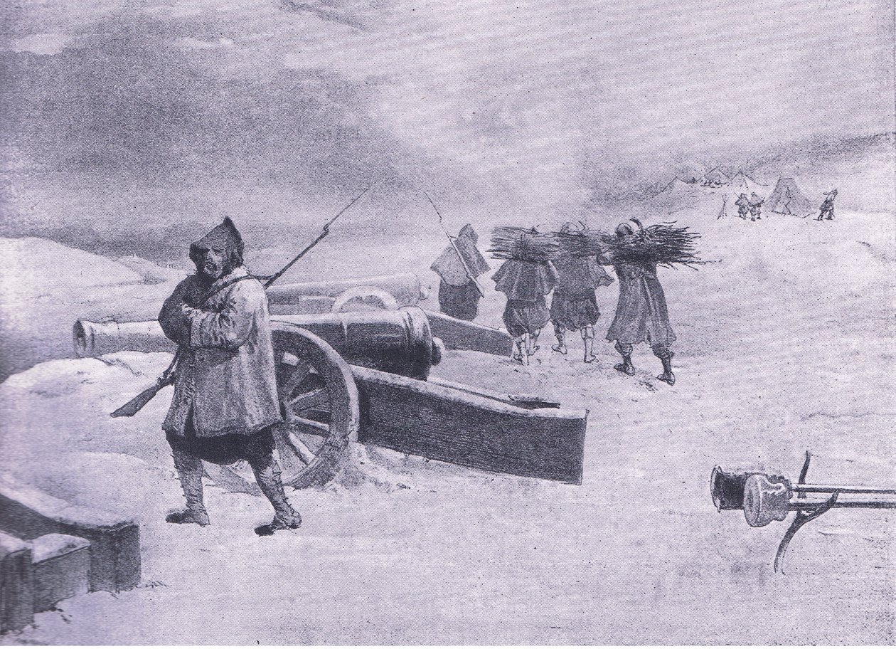 セバストポリの前のズアベスの歩哨、イギリス海と陸の戦いのイラスト、1915 作： ウィリアムクリミアシンプソン