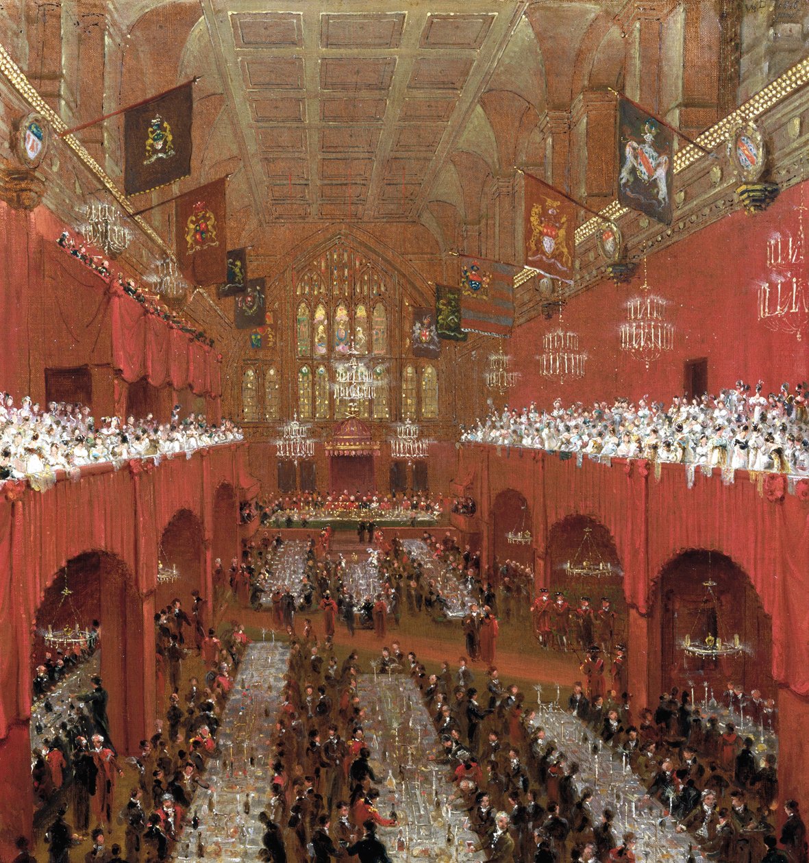1814年、シティ・オブ・ロンドンのギルドホールでのバンケット。                                          作： ウィリアム・ダニエル