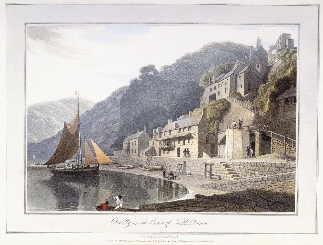 Clovelly, on the Coast of North Devon 作： ウィリアム・ダニエル