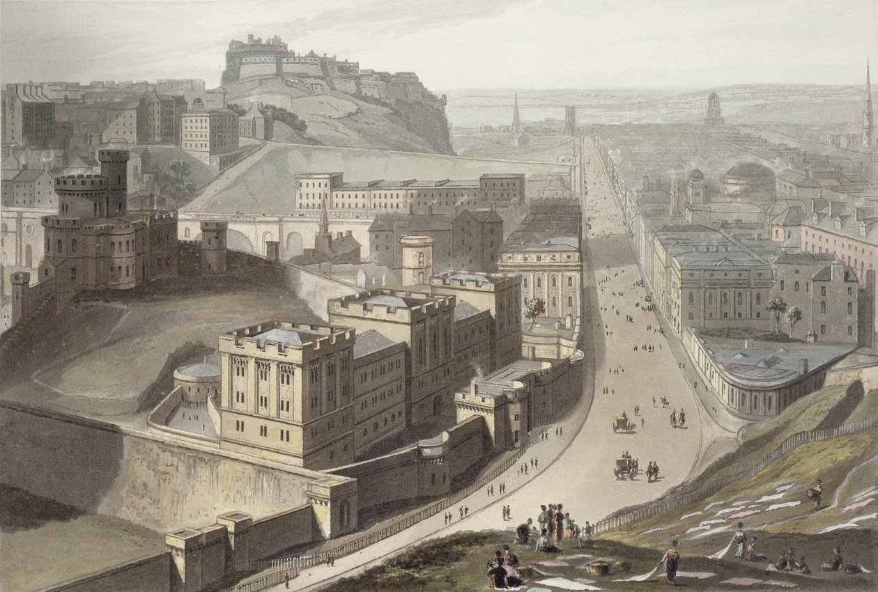 エジンバラ、カルトンヒルから、「1814年から1825年の間にイギリスで行われた航海」から1829年に発行 作： ウィリアム・ダニエル