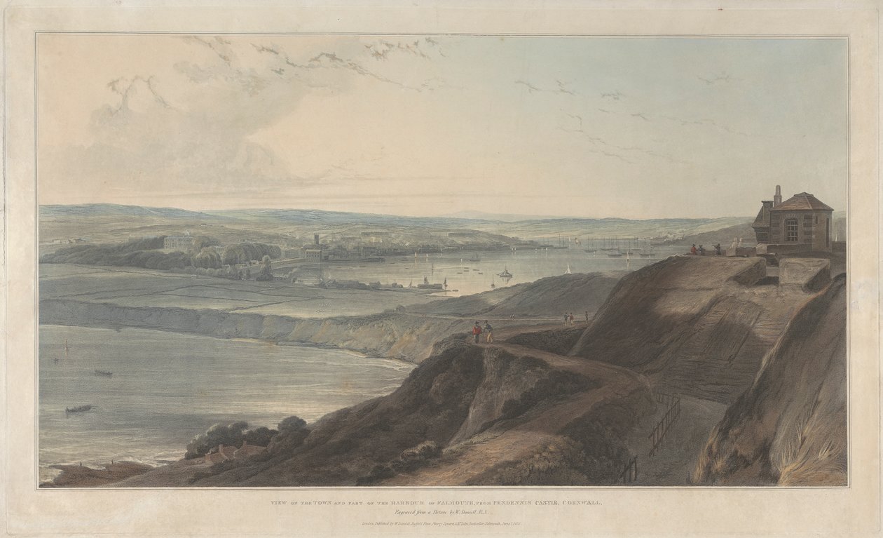 Näkymä kaupunkiin ja osa Falmouthin satamaa Pendennis Castle, Cornwall 作： ウィリアム・ダニエル