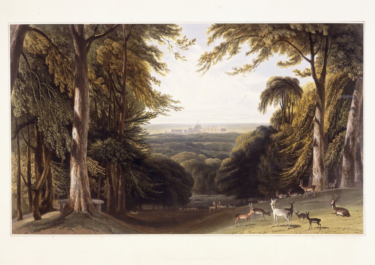 ディアパークのウィンザー城、1827-1829年頃 作： ウィリアム・ダニエル