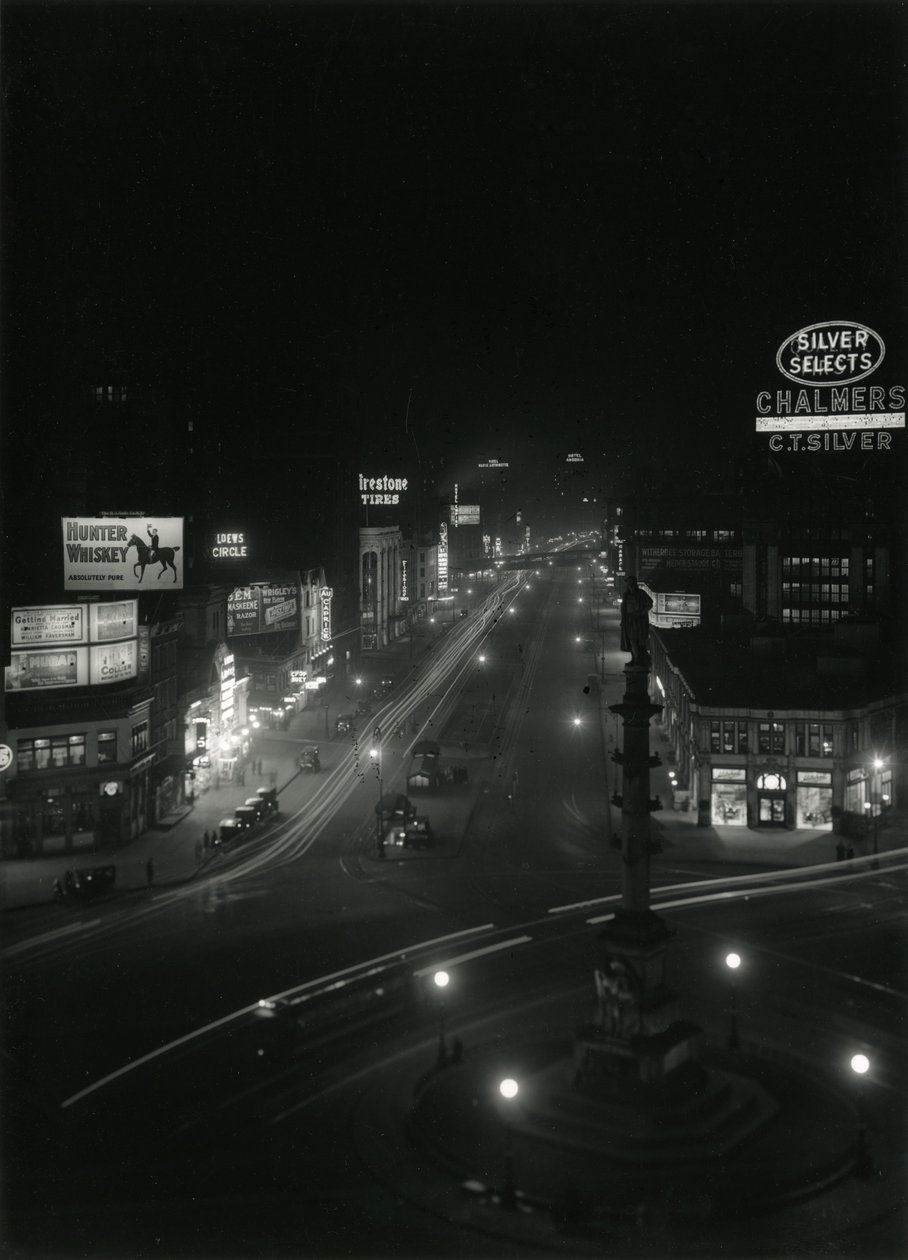 コロンバスサークルの夜景、1910〜21年頃 作： ウィリアムデイビスハスラー