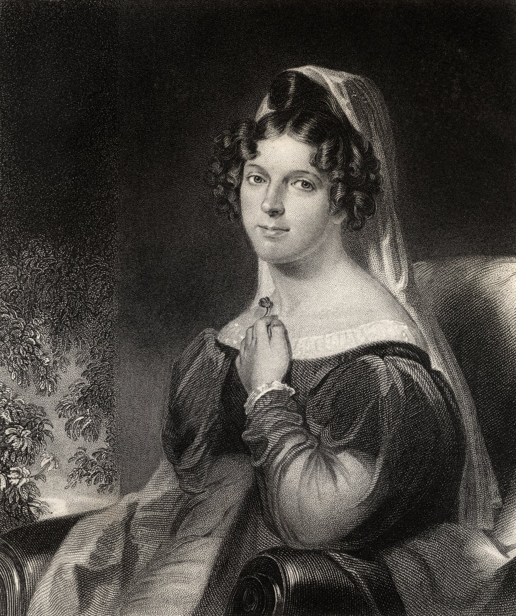Felicia Dorothea Hemans、W.Hollによって彫刻された「ナショナルポートレートギャラリー、ボリューム1」から出版、c.1820 作： ウィリアム・エドワード・ウェスト