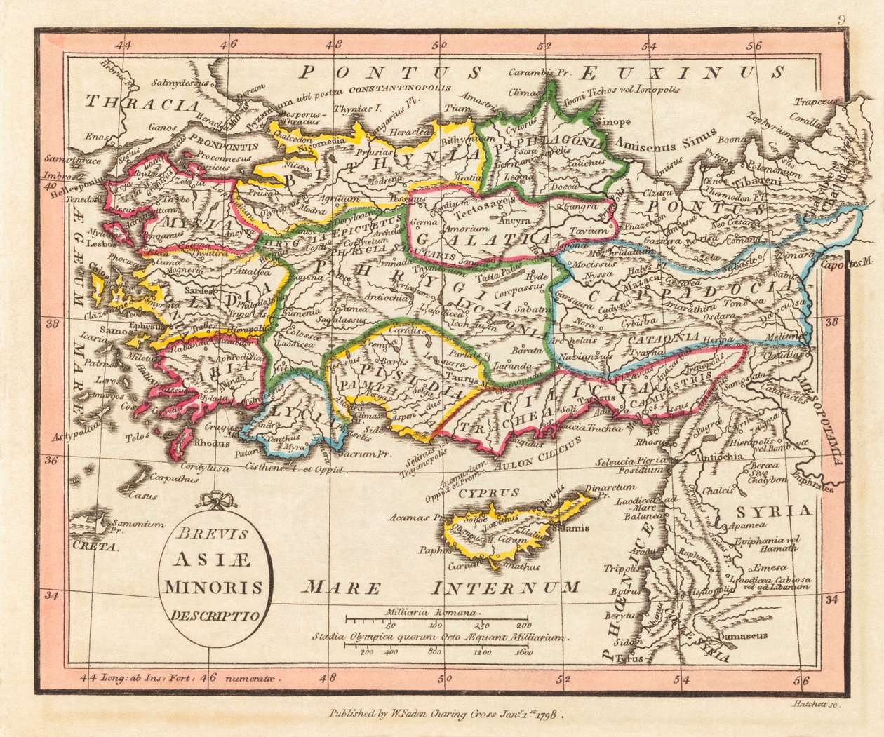 古代小アジア。 地図。 作： ウィリアム・フェーデン