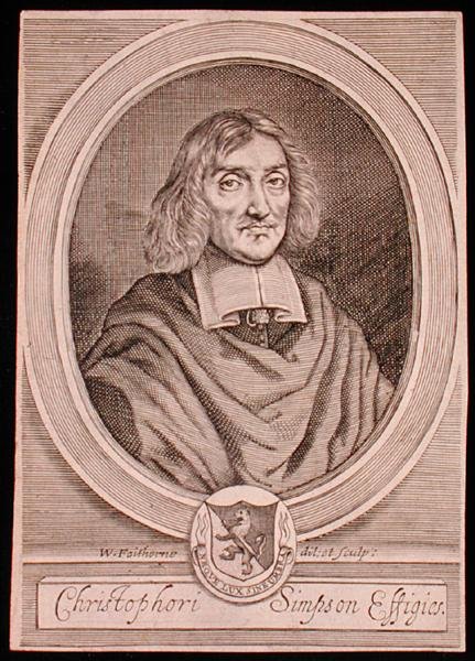 クリストファー・シンプソンの肖像（1605年〜69年頃）（エングレーヴィング） 作： ウィリアム・ファイソーン