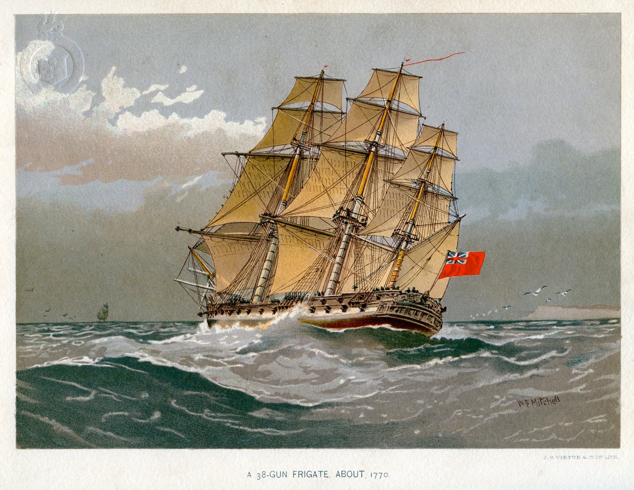 英国海軍の38砲フリゲート、c1770 c1890-c1893 作： ウィリアムフレデリックミッチェル