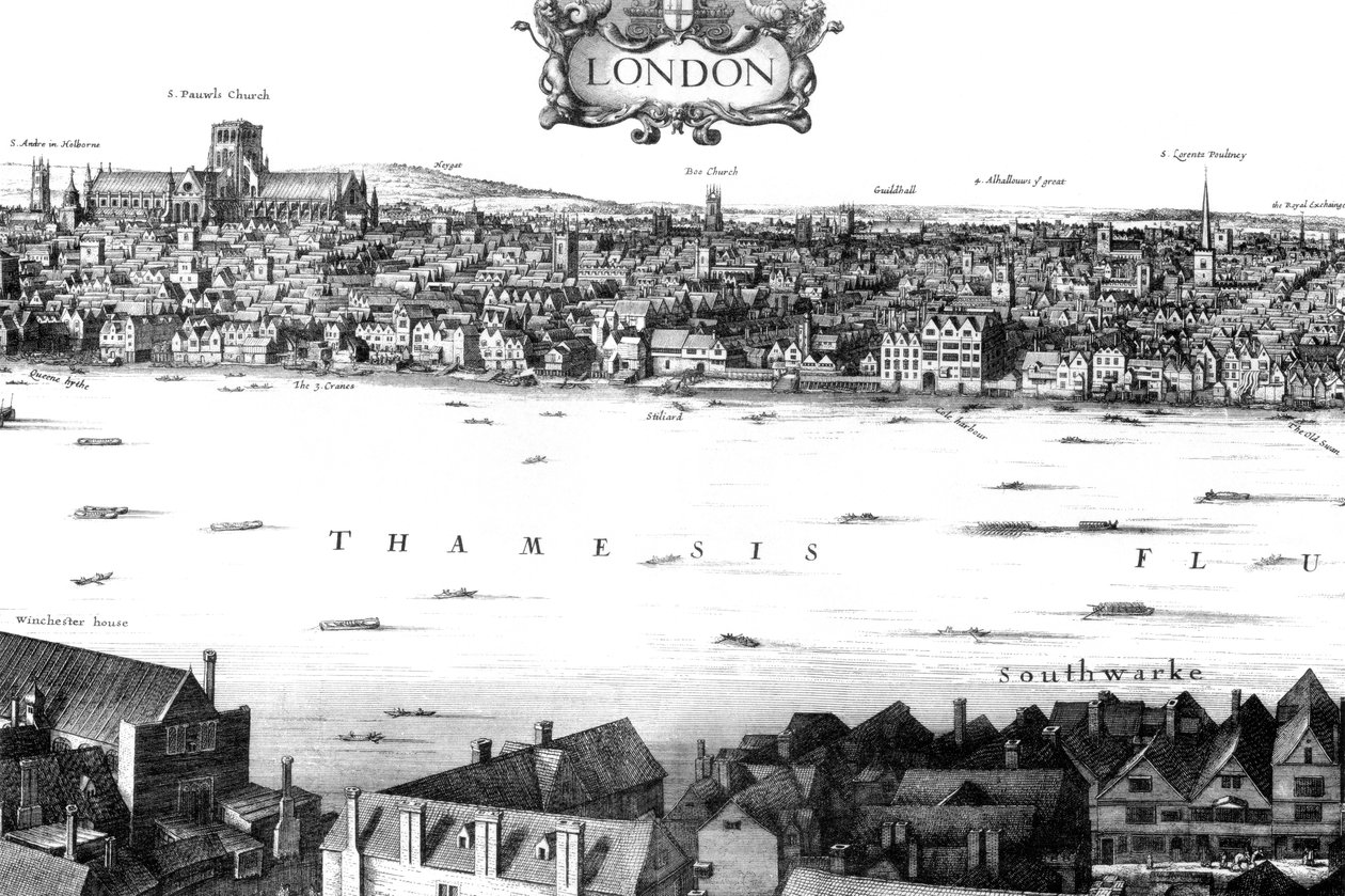 サウスバンクからのロンドンとテムズ川の眺め、17世紀1886年。 作： ウィリアム・グリッグス
