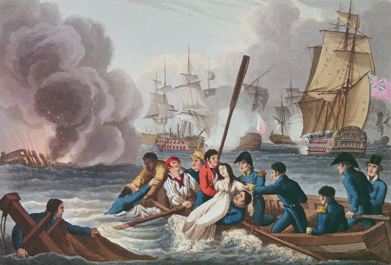 トラファルガーの戦いの逸話、マシューデュブール（fl.1813-20）によって「歴史的、軍事的、海軍の逸話」、パブから刻まれました。エドワード・オーム（1774-c.1820）1817（アクアチント） 作： ウィリアム・ヒース