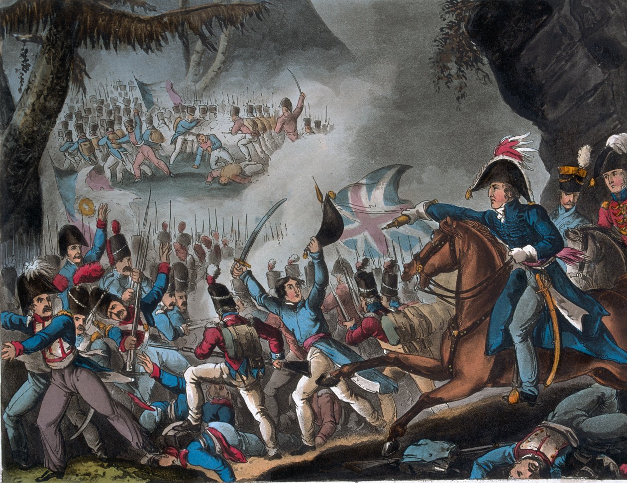 1813年7月27日、ピレネーの戦い、JCスタドラーによって印刷（1780-1813年に活動）、トーマステッグによって発行、1818年4月1日（色付きのアクアチント） 作： ウィリアム・ヒース
