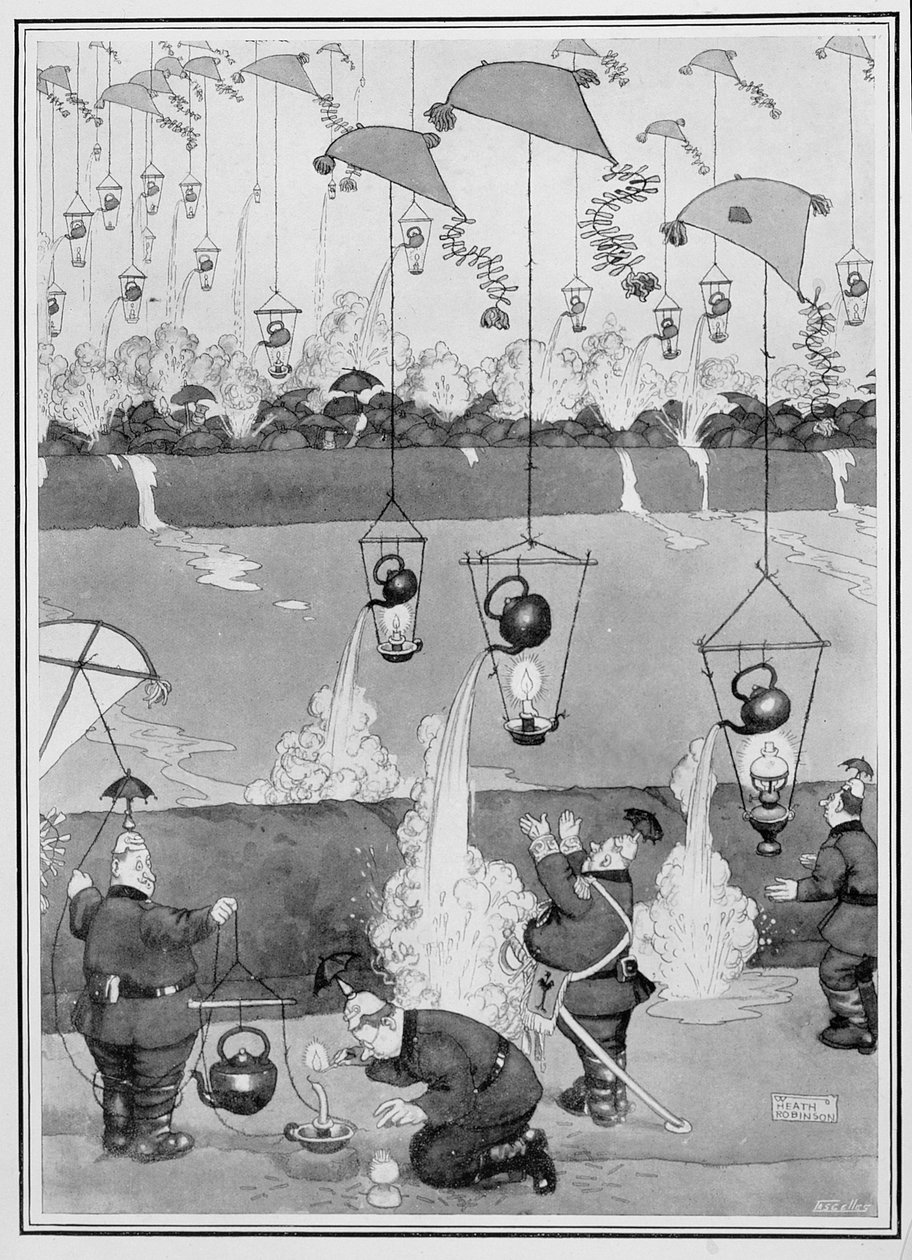 フライングケトルアタック、いくつかの恐ろしい戦争の写真から、1915（印刷） 作： ウィリアムヒースロビンソン