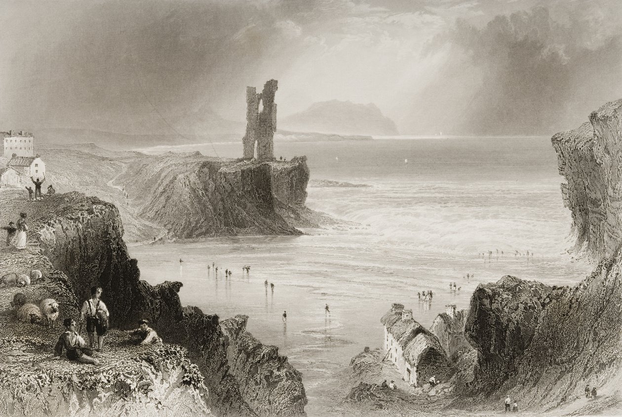 1860年代のジョージ・バーチューによる「アイルランドの風景と古代」からのバリーバニオン、ケリー州、アイルランド 作： ウィリアム・ヘンリー・バートレット