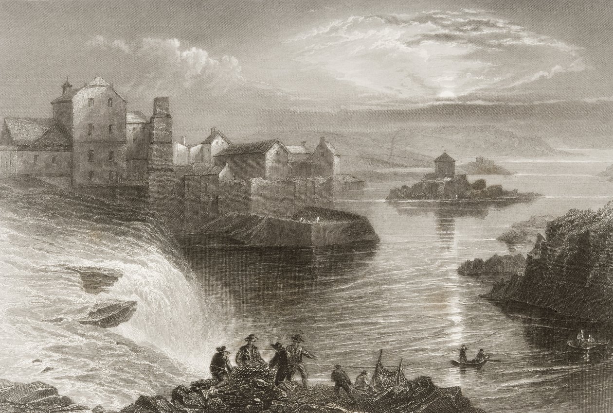 1860年代のジョージ・バーチューによる「アイルランドの風景と古代」からのドニゴール州バリシャノン 作： ウィリアム・ヘンリー・バートレット