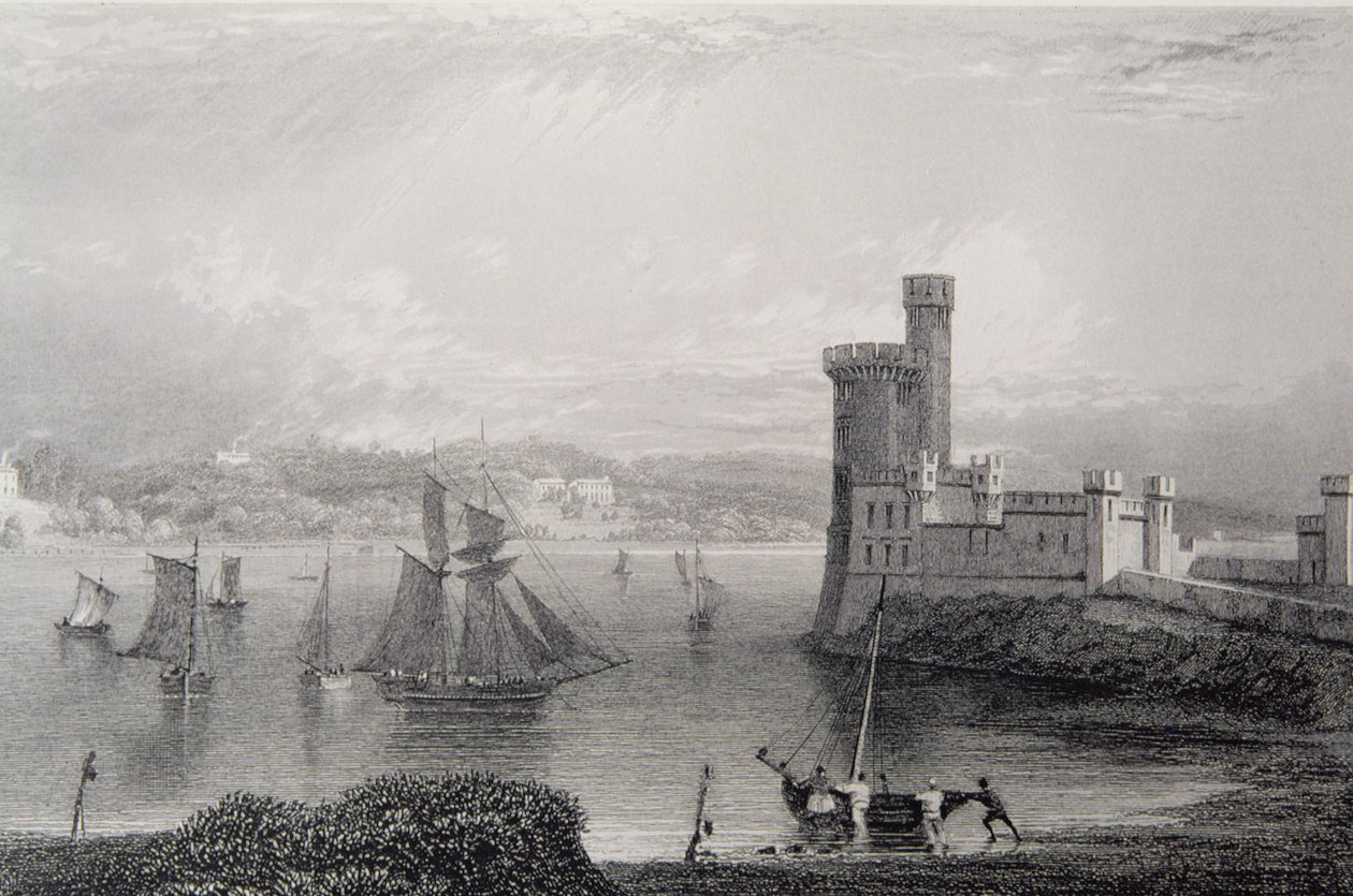 1830年代、アイルランド、コーク近郊のブラックロック城 作： ウィリアム・ヘンリー・バートレット