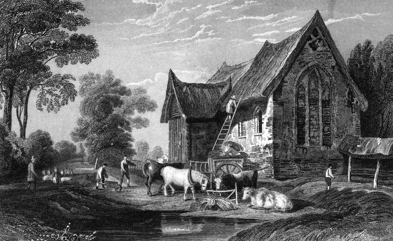 Coggeshall修道院、エセックス、ジョージヴァーチュー発行、1833年 作： ウィリアム・ヘンリー・バートレット