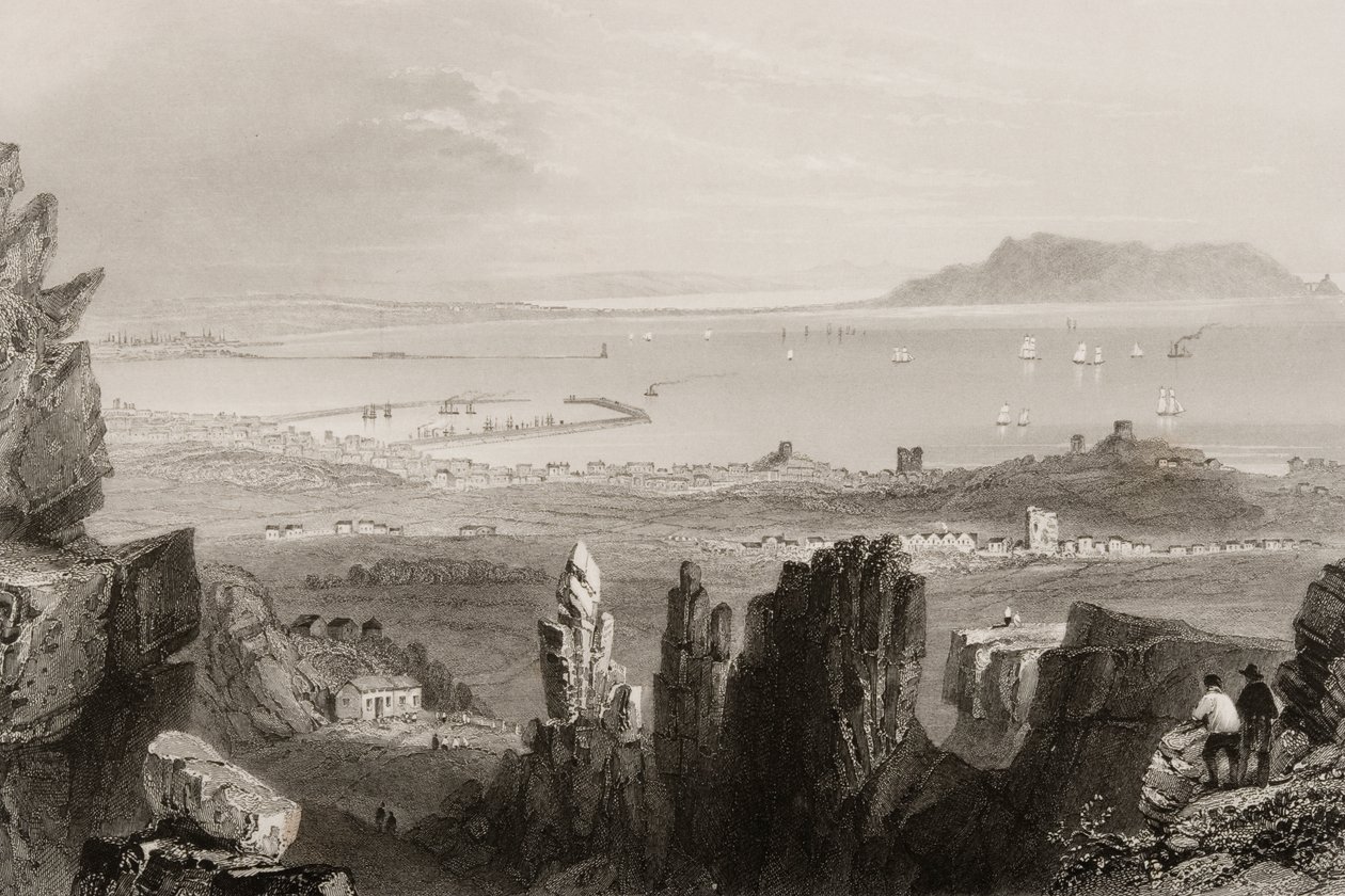 キングスタウン採石場のダブリン湾、ジョージヴァーチュー作「アイルランドの風景と古代」1860年代 作： ウィリアム・ヘンリー・バートレット