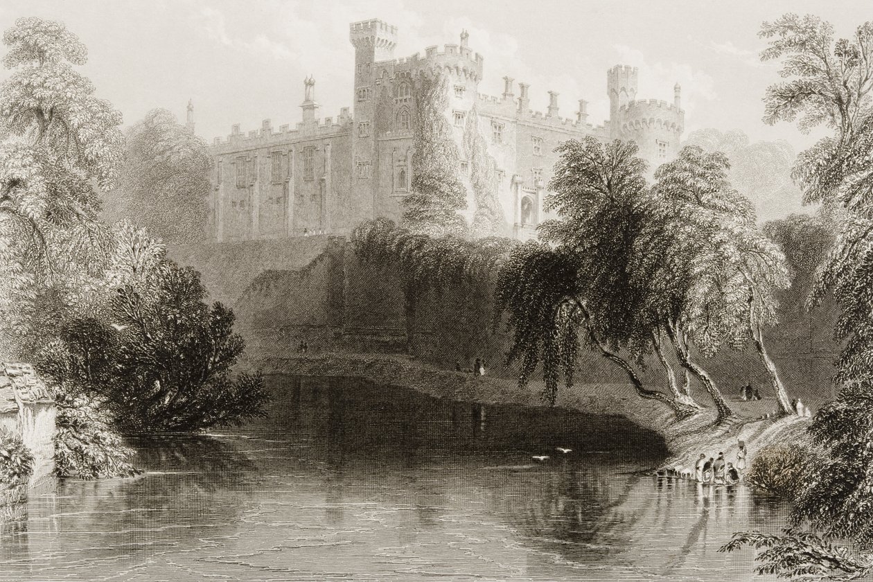 ジョージバーチュー、1860年代の「風景と古代アイルランド」のアイルランド、キルケニー州キルケニー城 作： ウィリアム・ヘンリー・バートレット