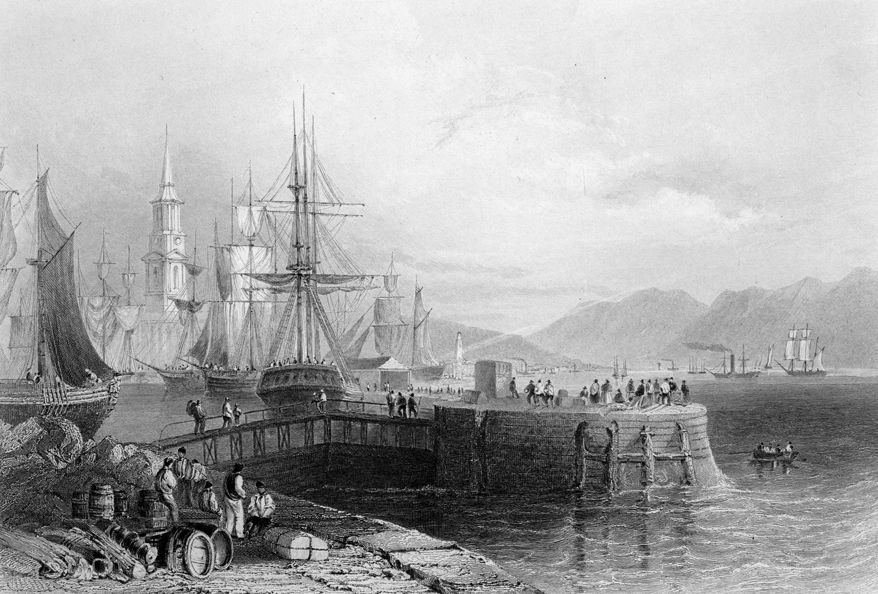 1841年にJWアップルトンによって彫刻されたポートグラスゴー（彫刻） 作： ウィリアム・ヘンリー・バートレット