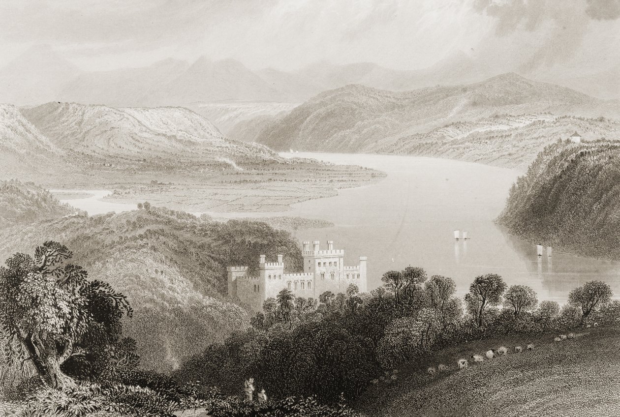 1860年代のジョージ・バーチューによる「アイルランドの風景と古代」からのアイルランド、ヨーグル（コーク郡）とリズモア（ウォーターフォード郡）の間のブラックウォーターの谷 作： ウィリアム・ヘンリー・バートレット