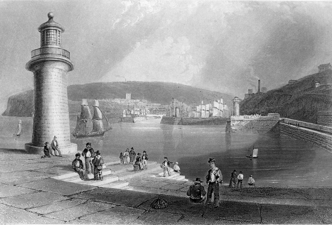 ホワイトヘブン港、1840-50年頃 作： ウィリアム・ヘンリー・バートレット