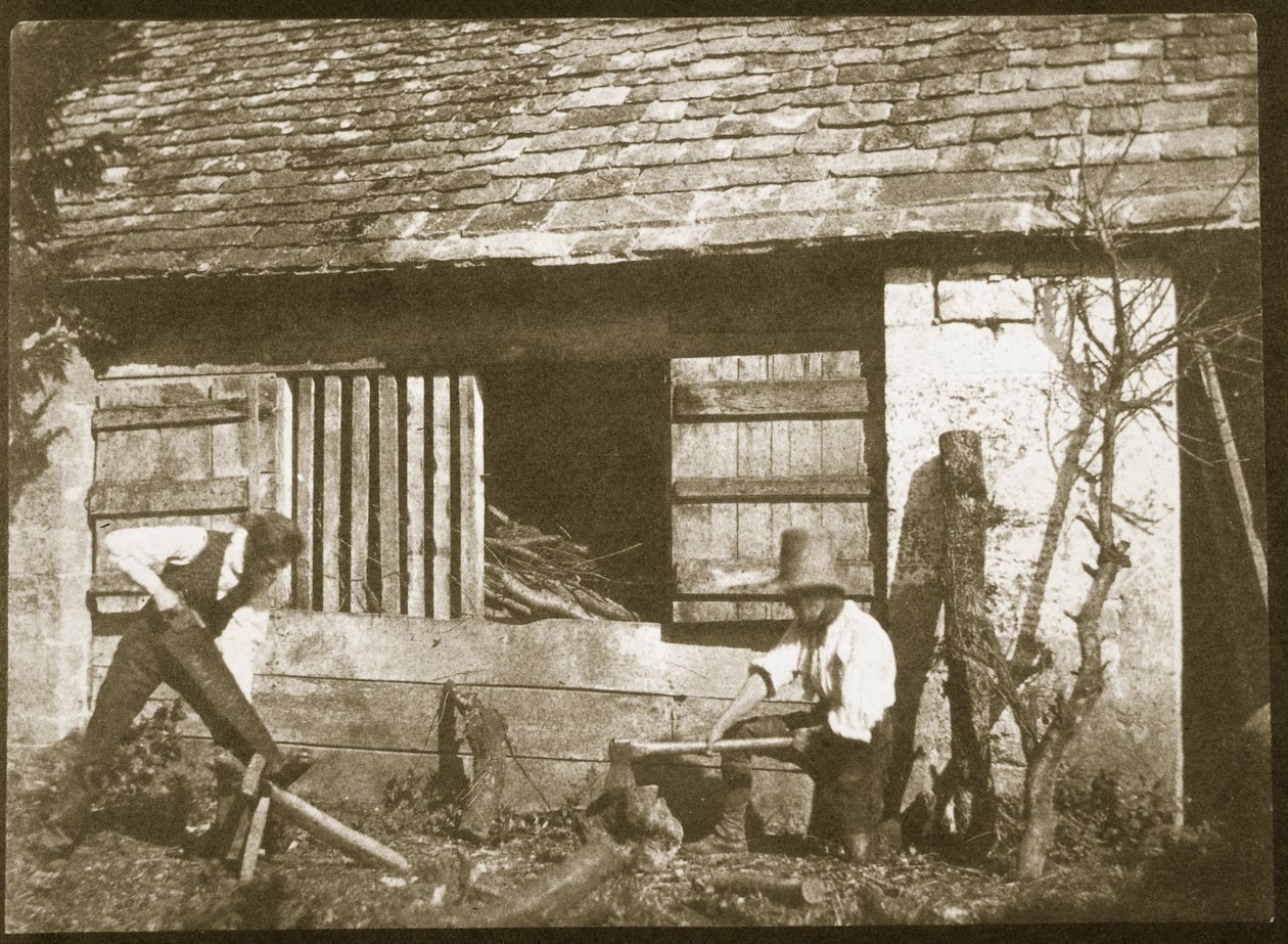 Woodcutters、1845（カロタイプネガからの塩紙印刷） 作： ウィリアム・ヘンリー・フォックス・タルボット