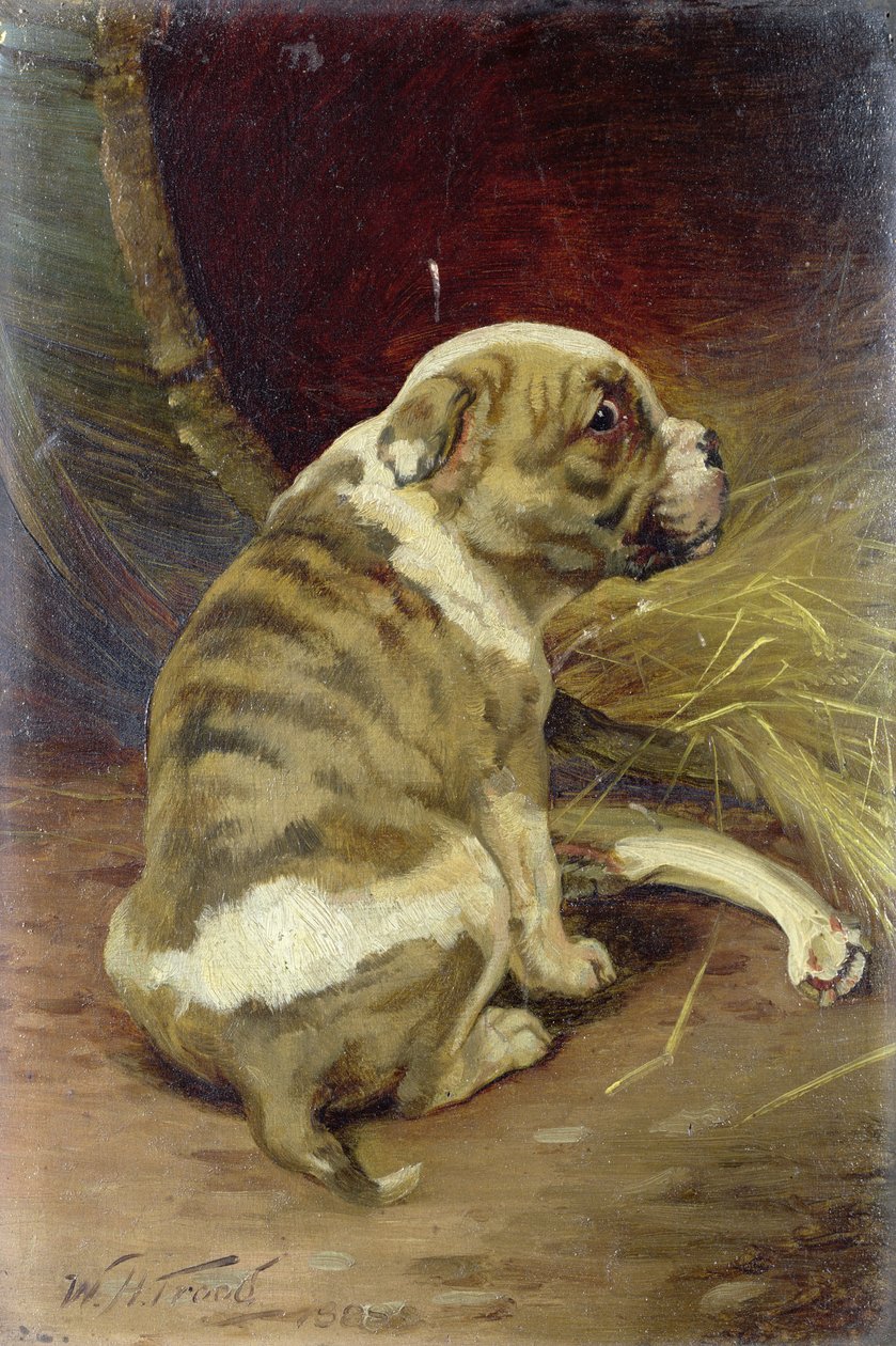 犬に骨を与える、1888年（板） 作： ウィリアムヘンリーハミルトントルード