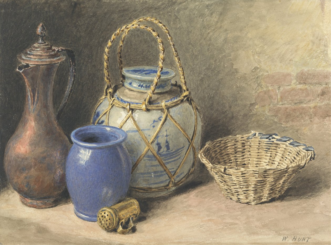 ジンジャージャーのある静物、c.1825（紙のグラファイトの上にトイレ） 作： ウィリアム・ヘンリー・ハント