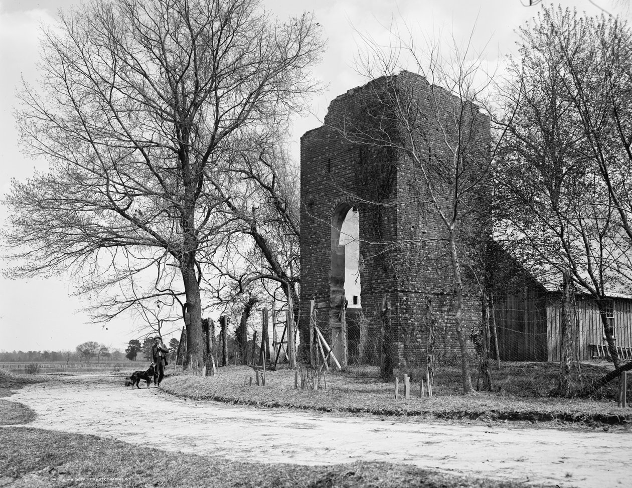 旧教会、バージニア州ジェームズタウン、1902年頃（写真） 作： ウィリアム・ヘンリー・ジャクソン