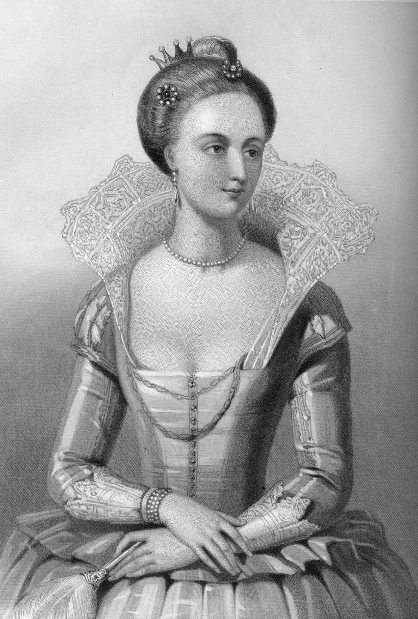デンマークのアン1665-1714、ジェームズ1世の女王の配偶者、1851年。 作： ウィリアム・ヘンリー・モート