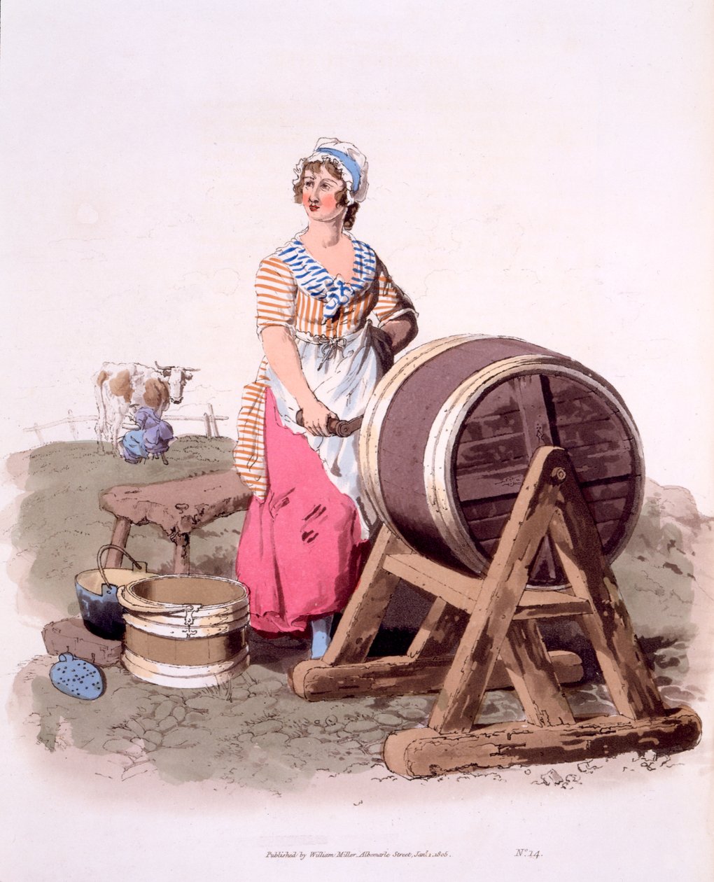 イギリスのコスチューム』のミルクメイド。職場での労働者階級の