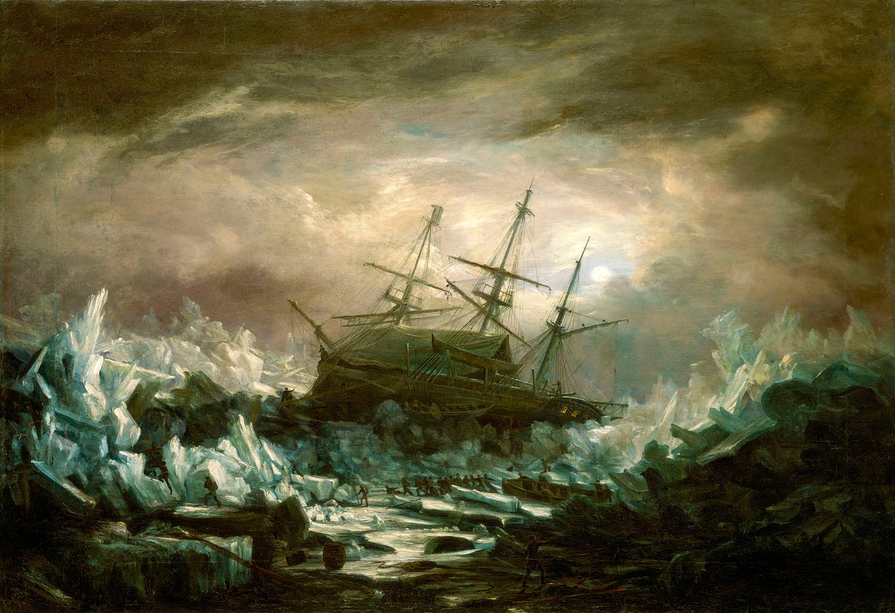 1837年夏、北極圏におけるHMS「テラー号」、バック船長の危険な地位 作： ウィリアム・ヘンリー・スミス