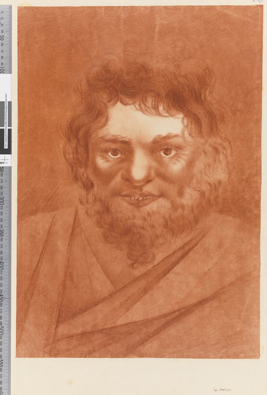 ページ19aネイティブの肖像画、1768-75（赤いチョーク） 作： ウィリアムホッジス