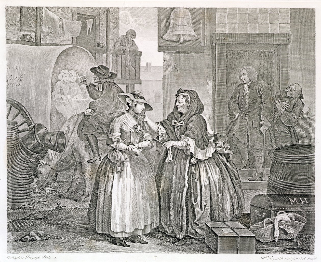 Harlot&39;s Progress、Plate One：Ensnared by a Procuress、1732（etching and engraving） 作： ウィリアム・ホガース