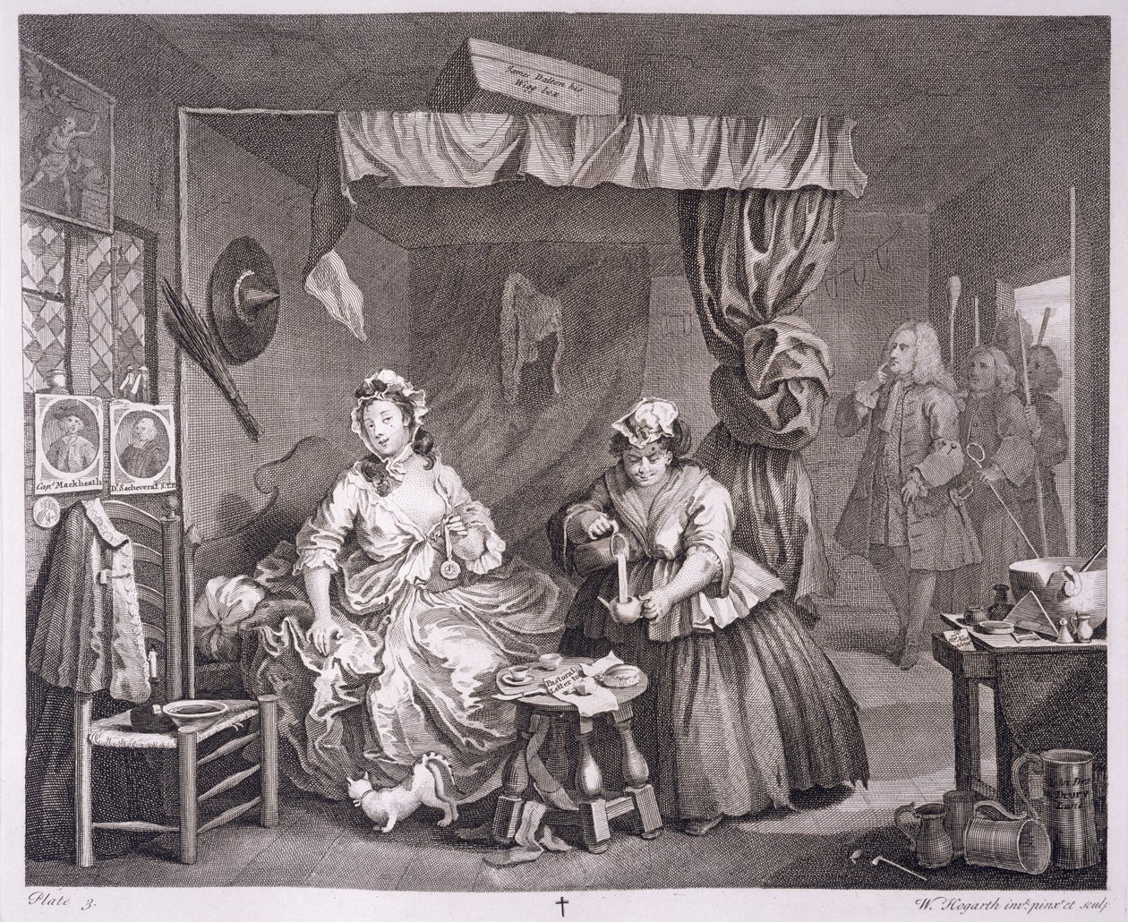 1820-22年にロンドンで出版された「ウィリアムホガースのオリジナル作品と本物の作品」のハーロットの進歩、プレートIII 作： ウィリアム・ホガース