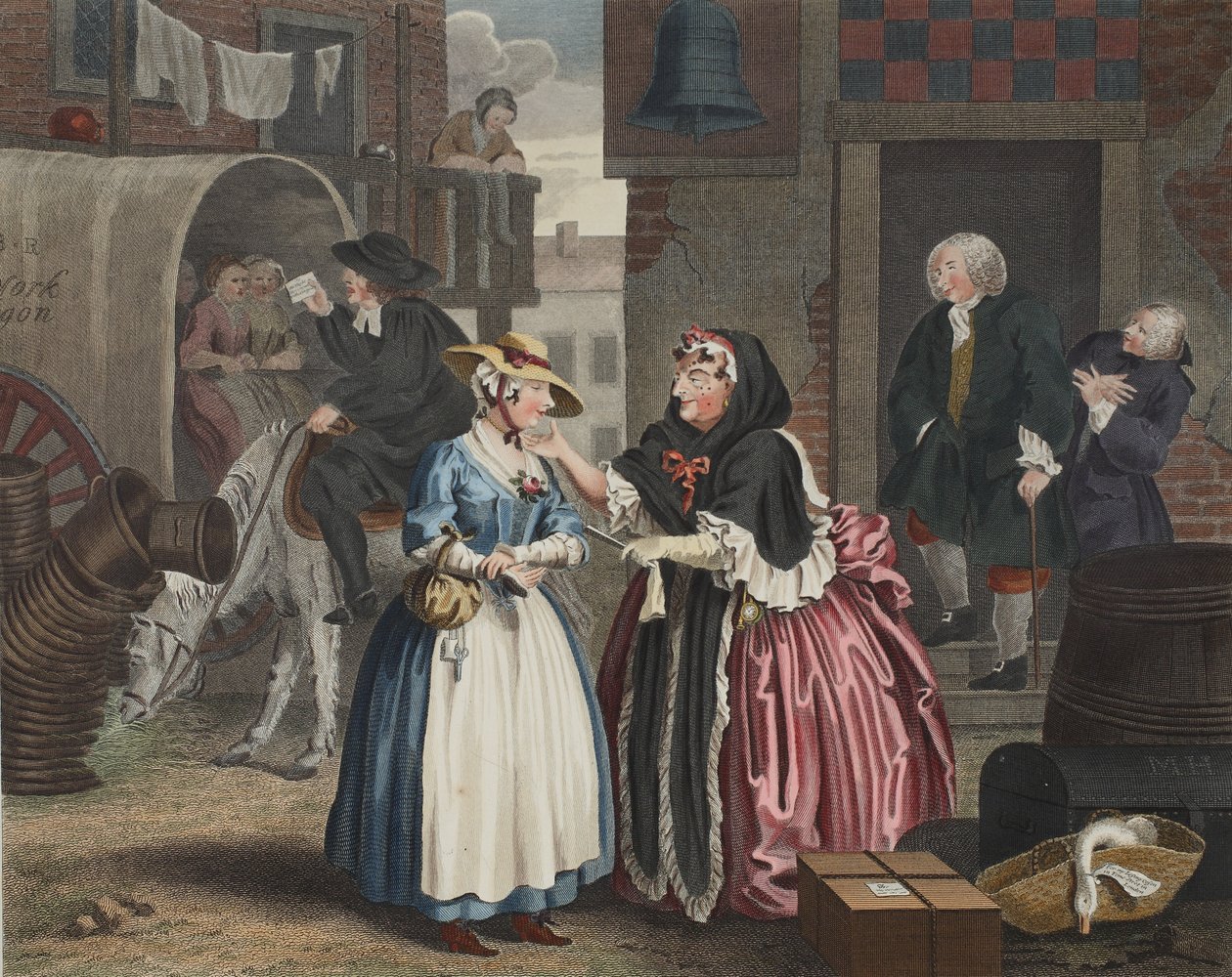 Harlot&39;s Progress、plate I、illustration from &39;Hogarth Restored：The Whole Works of the Celebrated William Hogarth、re-engraved by Thomas Cook&39;、pub。 1812（手塗りの彫刻） 作： ウィリアム・ホガース