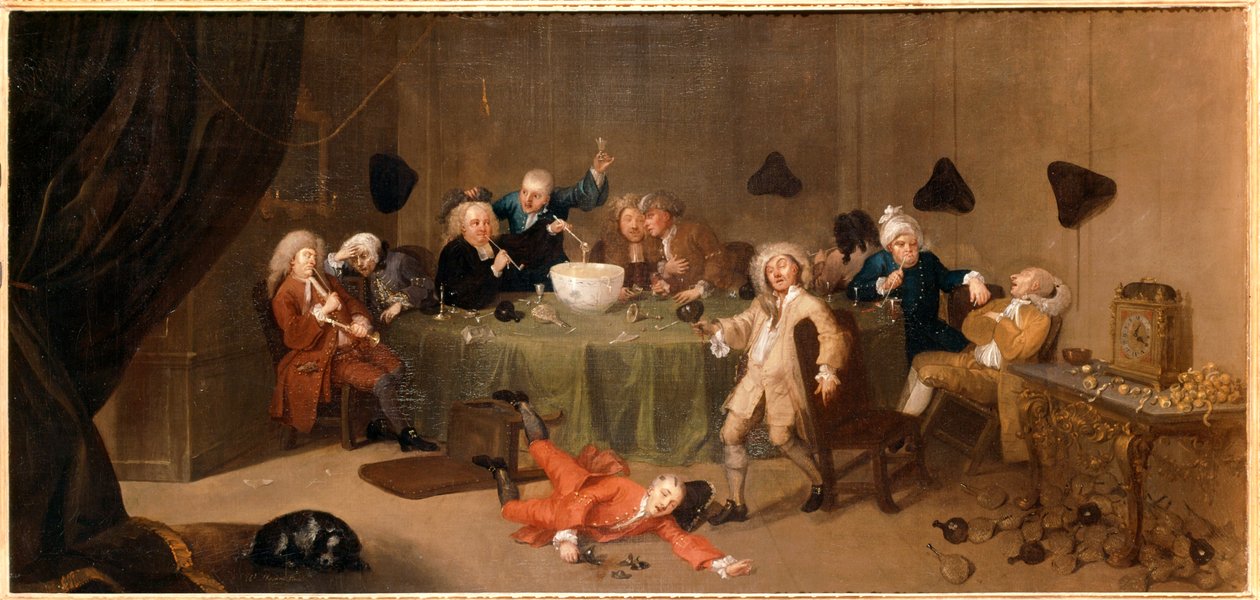 真夜中のモダンな会話...（油彩・キャンバス） 作： ウィリアム・ホガース