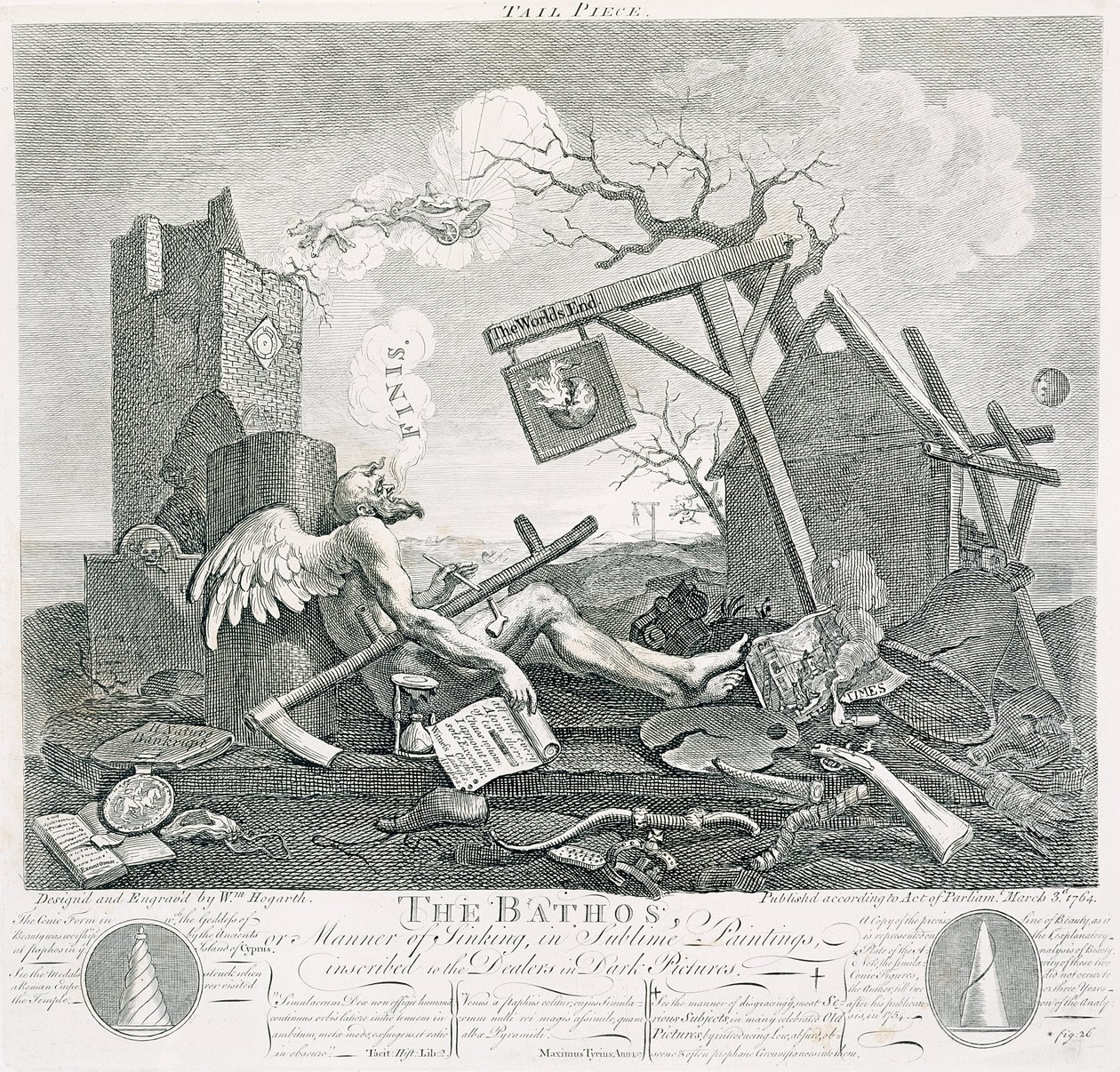 ディーラーズインダークピクチャーズに刻まれた崇高な絵画の1764年、沈没の作法であるバトス（エッチングと彫刻） 作： ウィリアム・ホガース