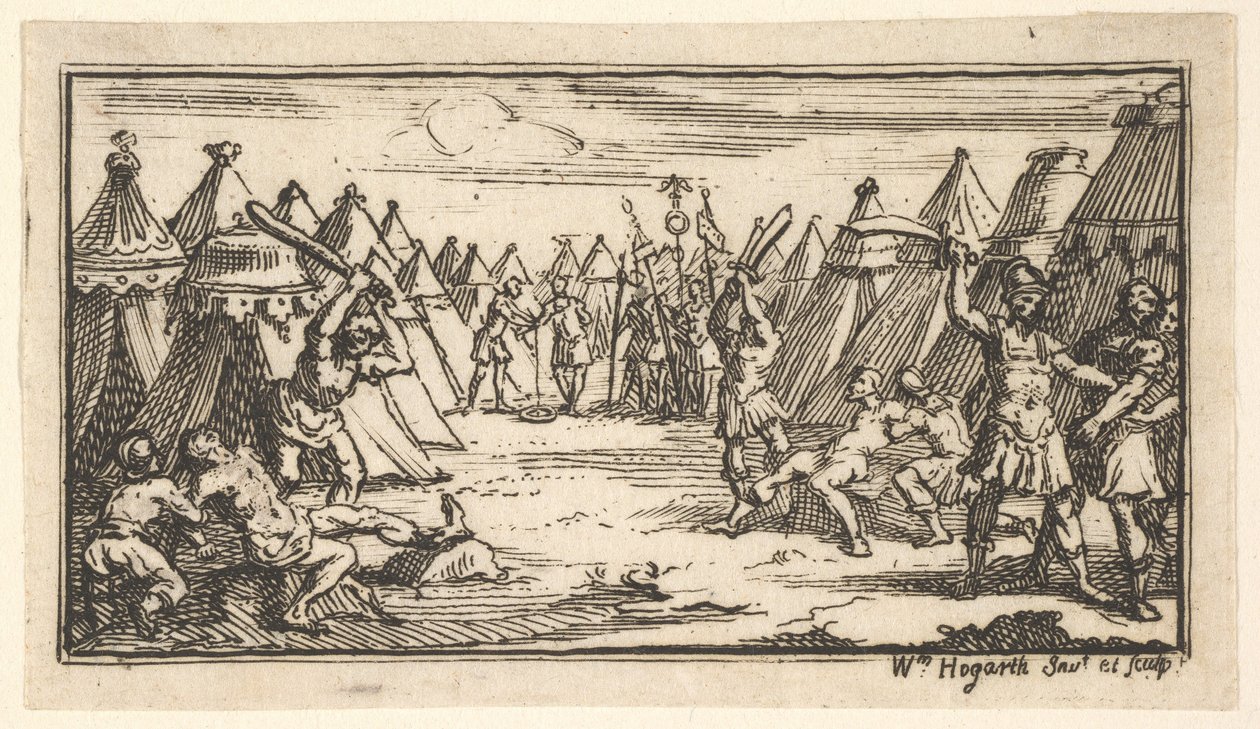 脚を壊すジョンビーバー、1725年のローマ軍の罰、1725年。 作： ウィリアム・ホガース
