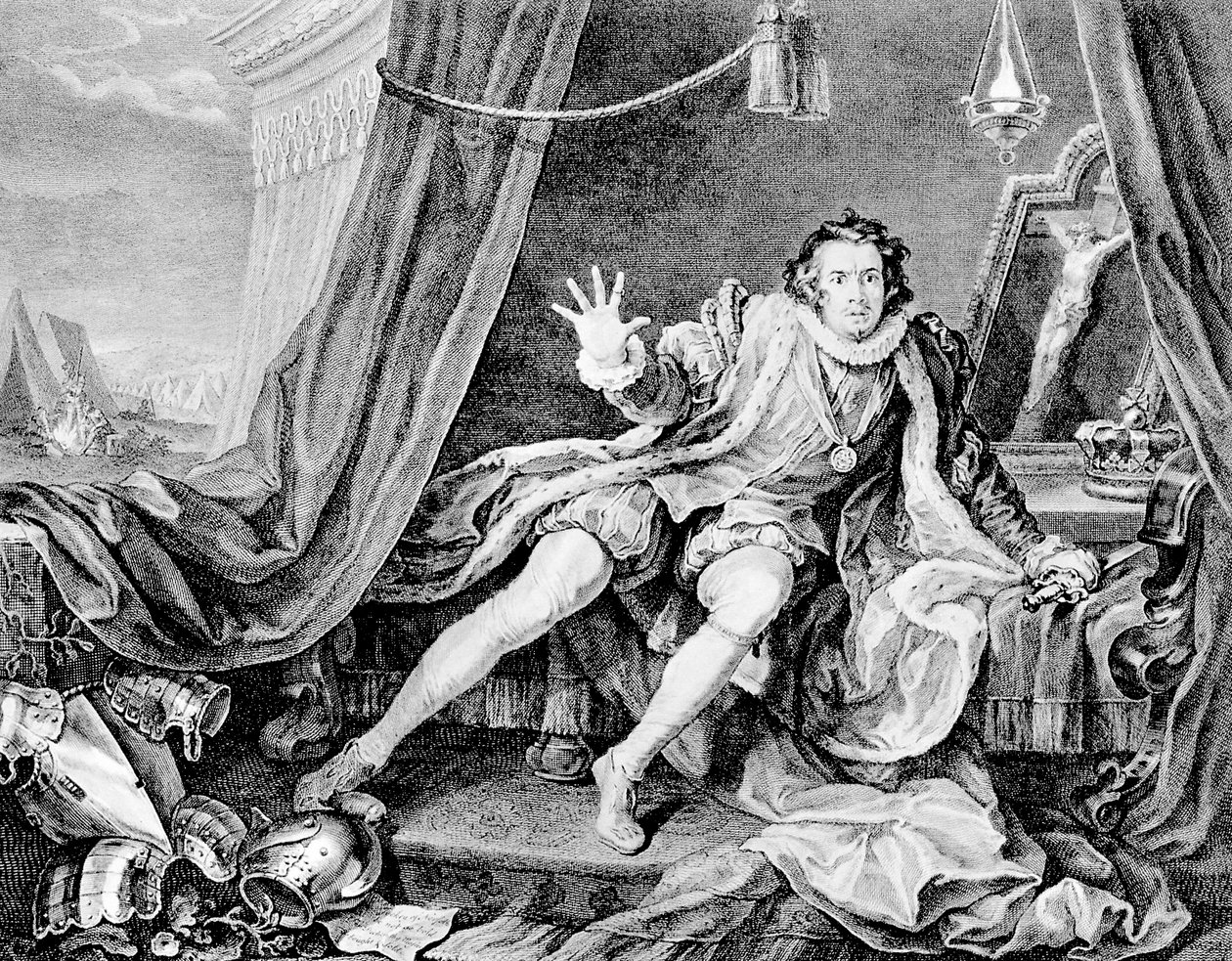 リチャード3世としてのデヴィッド・ギャリック、1746年。 作： ウィリアム・ホガース